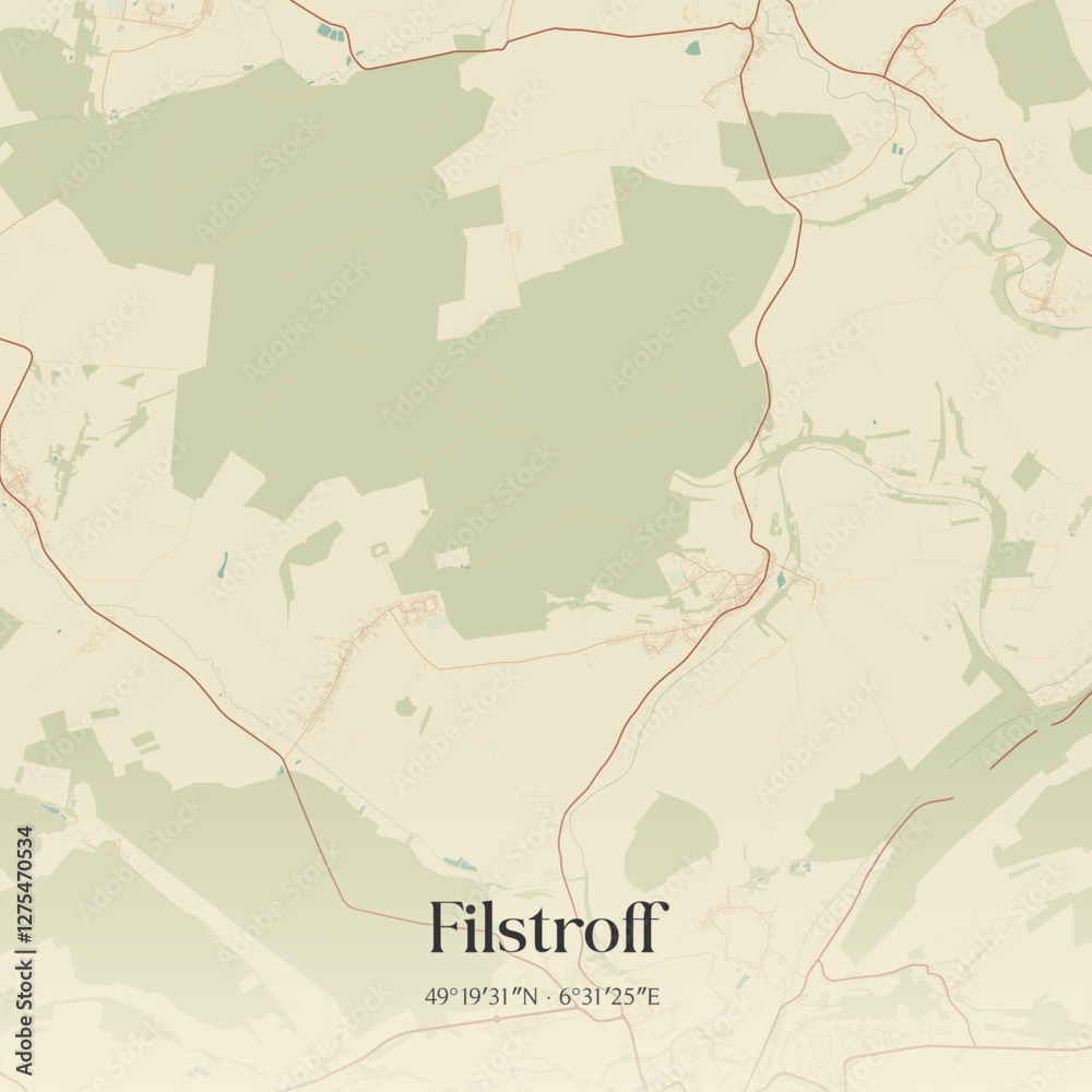 Obraz premium Vintage map of Filstroff, France.