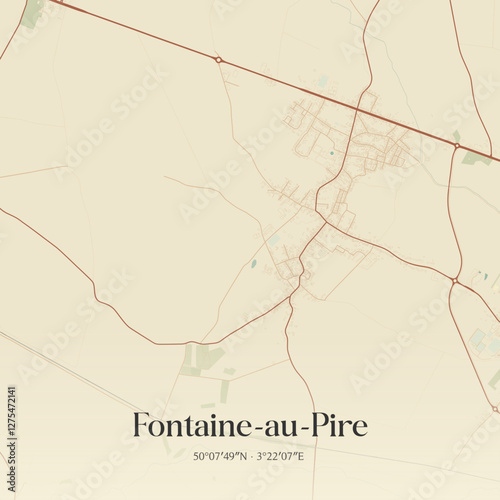 Vintage map of Fontaine-au-Pire, France.