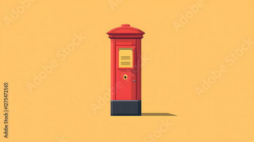 Wallpaper Mural Bright red vintage mailbox, iconic design with vibrant color, ideal for themes of communication and nostalgia, clean background. Torontodigital.ca