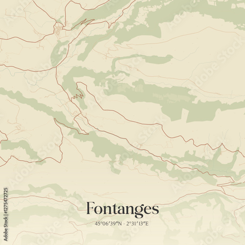 Vintage map of Fontanges, France.