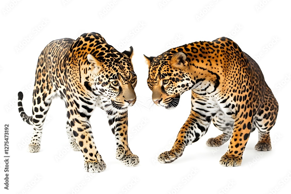 Naklejka premium Leopard and Jaguar Playing Together