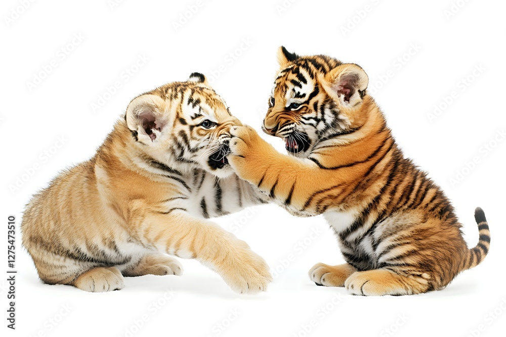 Fototapeta premium Lion and Tiger Playing Together