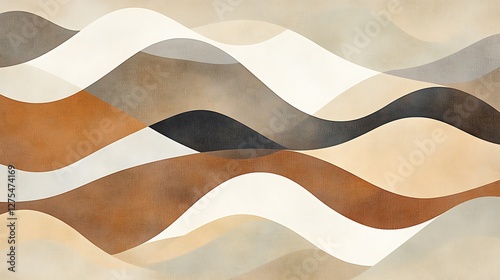 Abstract Brown Beige Wave Pattern Design