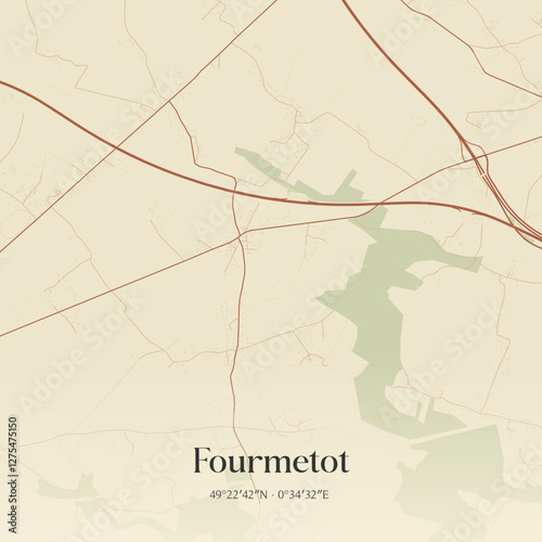 Vintage map of Fourmetot, France.