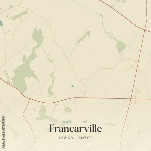 Vintage map of Francarville, France.