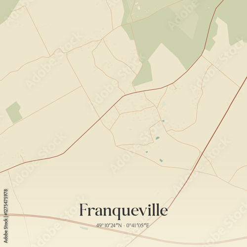 Vintage map of Franqueville, France.