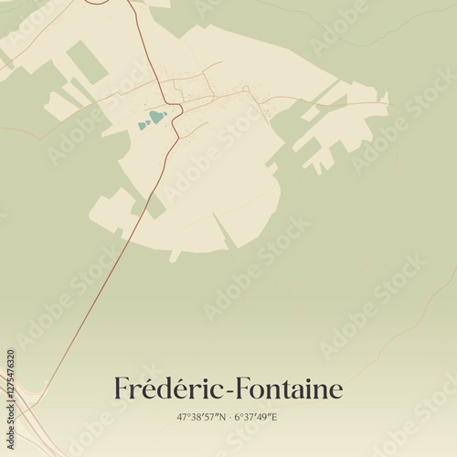 Vintage map of Frédéric-Fontaine, France.