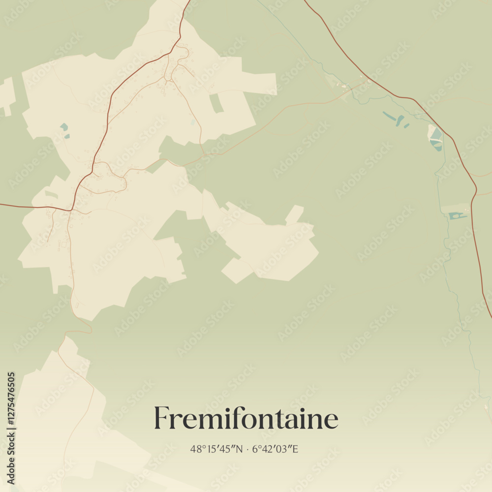 Obraz premium Vintage map of Fremifontaine, France.