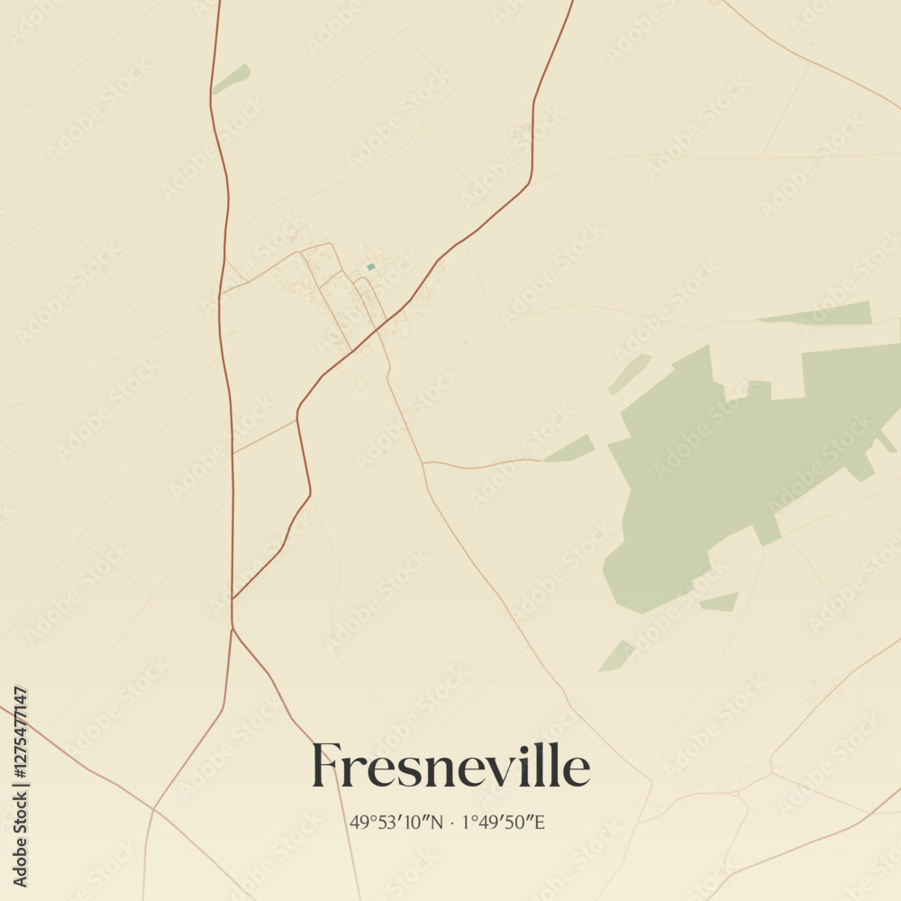 Obraz premium Vintage map of Fresneville, France.