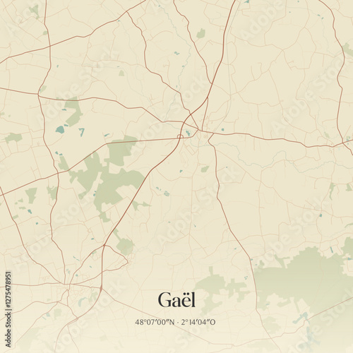 Vintage map of Gaël, France.