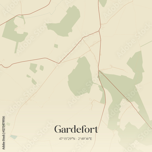 Vintage map of Gardefort, France.