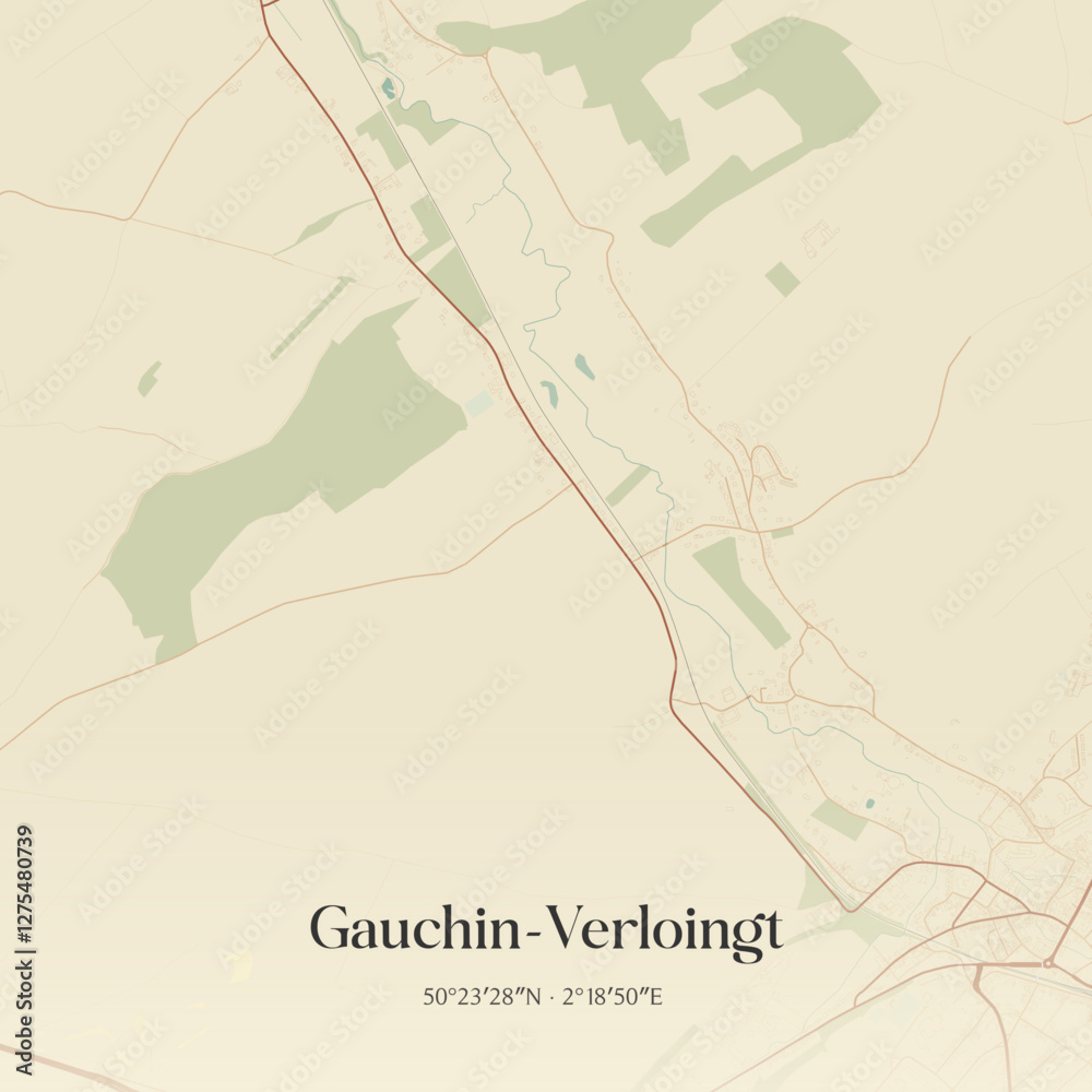 Obraz premium Vintage map of Gauchin-Verloingt, France.