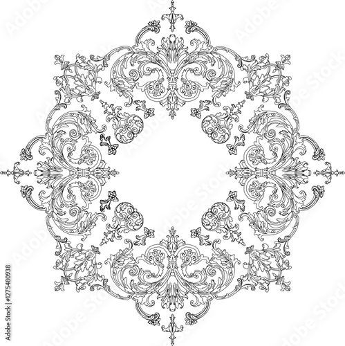 vector illustration silhouette design ornament decoration carving detail classic ethnic vintage traditional floral 