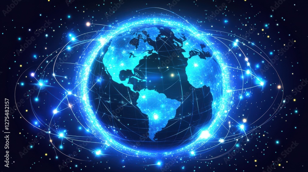 Global Connectivity Concept with Bright Digital Network Effects Global Connectivity Concept with Bright Digital Network Effects