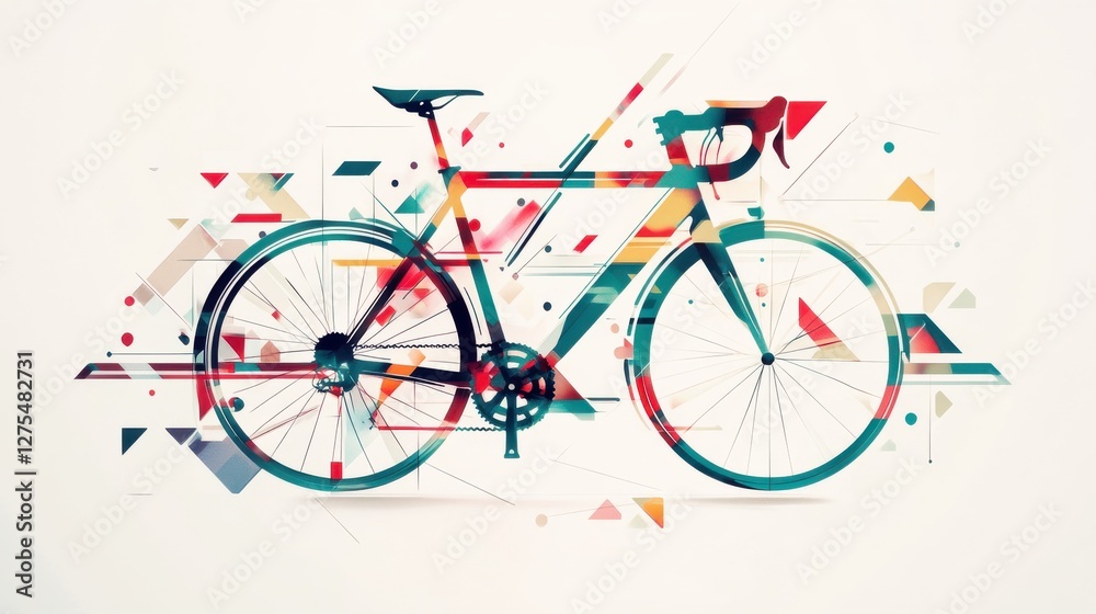 Fototapeta premium Abstract Geometric Art of a Colorful Bicycle in Vibrant Design