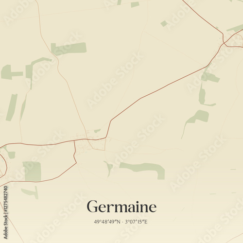 Canvas-taulu Vintage map of Germaine, France.