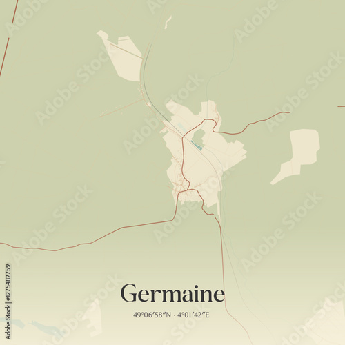 Valokuva Vintage map of Germaine, France.