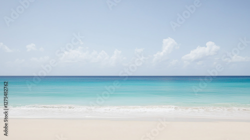tropical beach and sea with blue sky and clouds