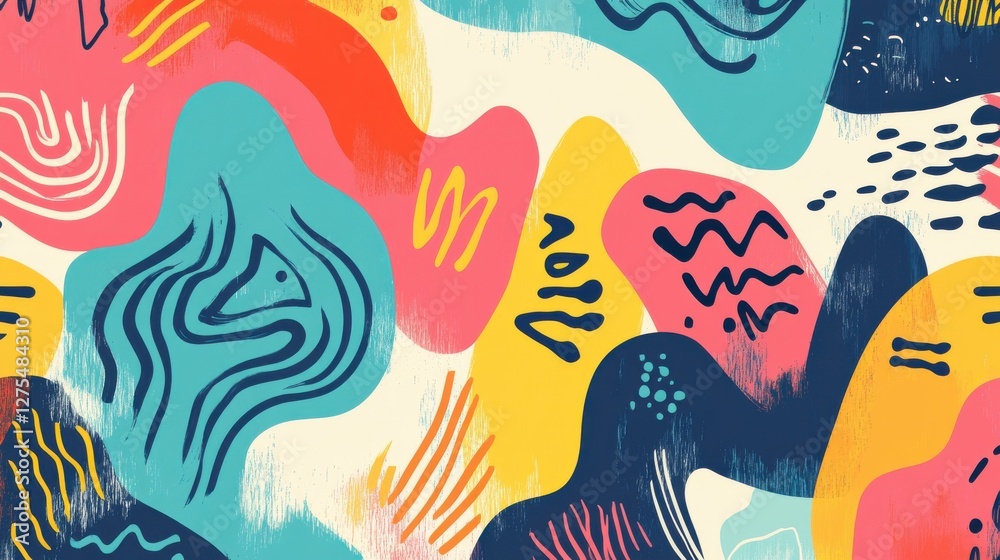 Fototapeta premium Colorful Abstract Shapes with Fluid Lines and Vibrant Textures