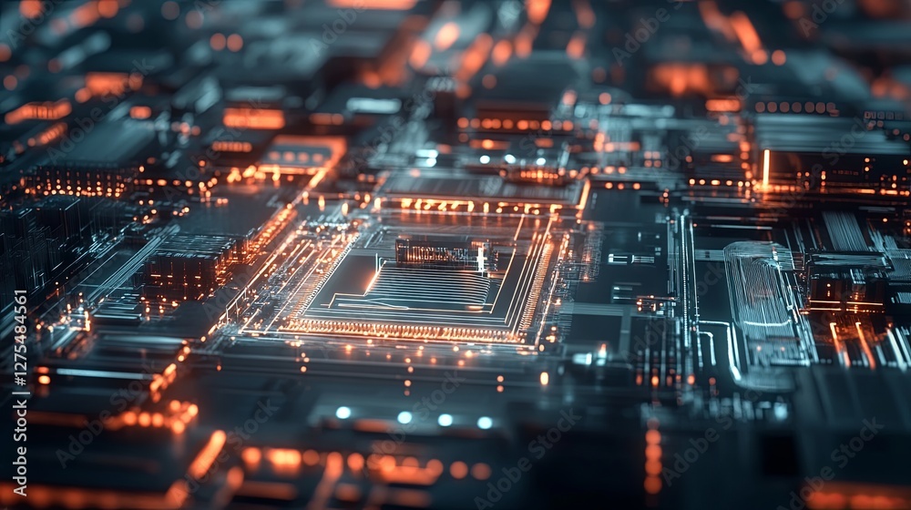 Obraz premium Neural Cyber Brain in Quantum Computing and AI Technology Concept