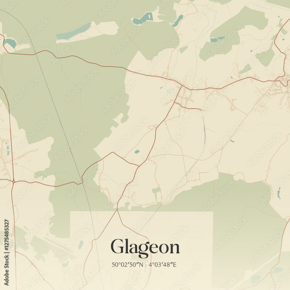 Obraz premium Vintage map of Glageon, France.