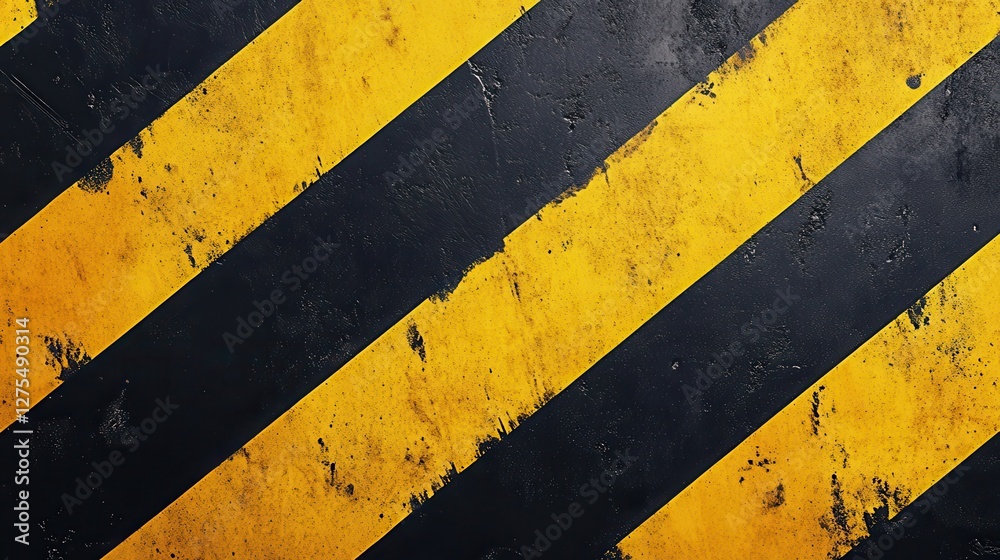 Fototapeta premium Grunge Black and Yellow Industrial Warning Stripe Background Texture