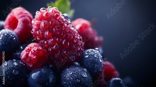 Close-Up of Mixed Berries with High Contrast and Rich Colors © Futuristictech