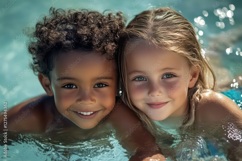 Beautiful multiracial children enjoying summer Beautiful multiracial children enjoying summer