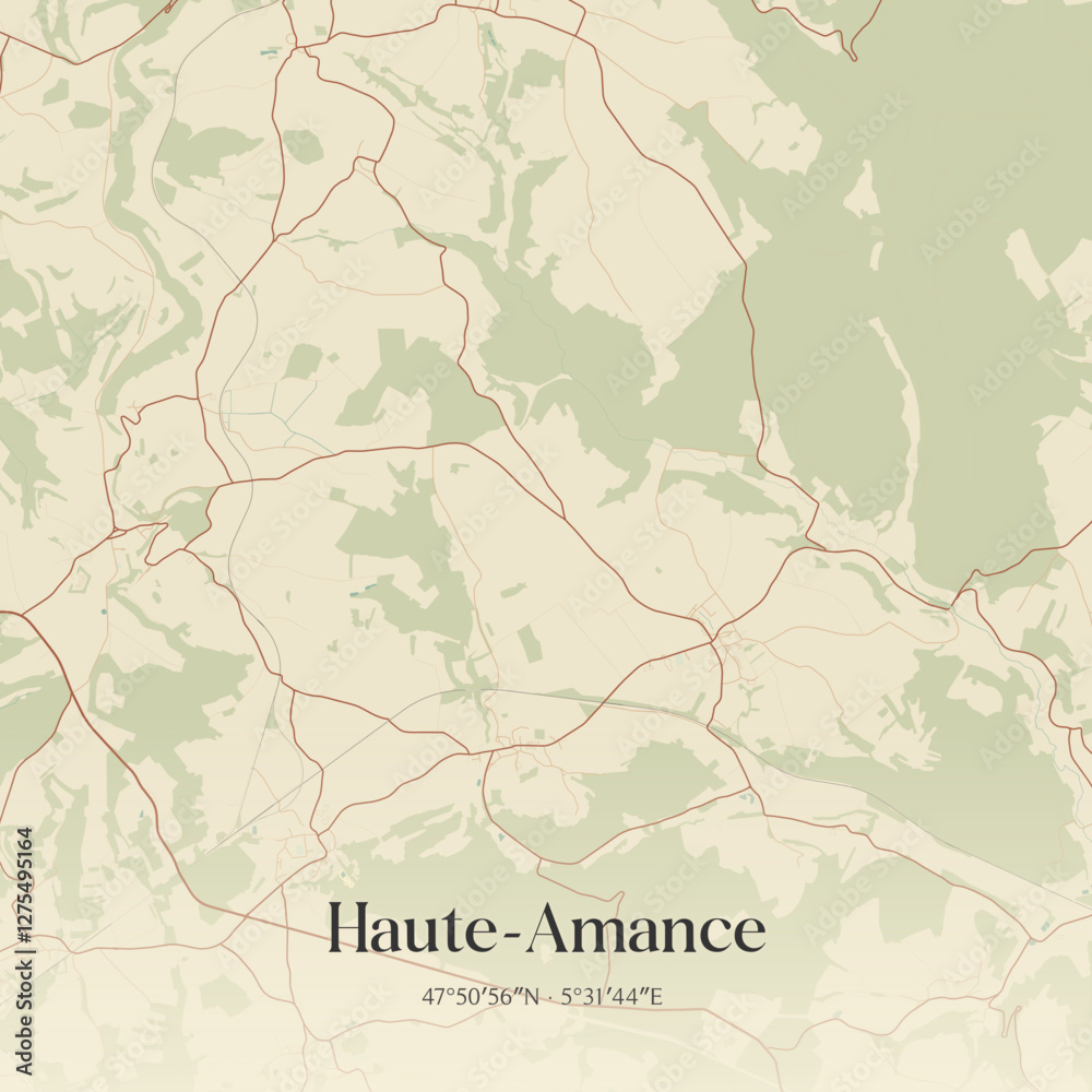 Fototapeta premium Vintage map of Haute-Amance, France.