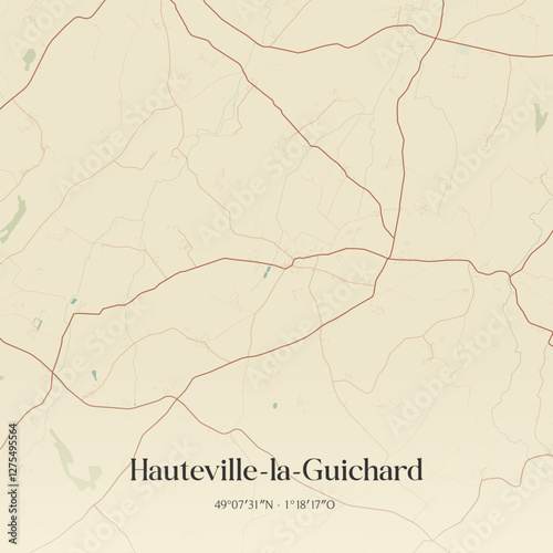Vintage map of Hauteville-la-Guichard, France.