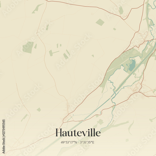Vintage map of Hauteville, France.