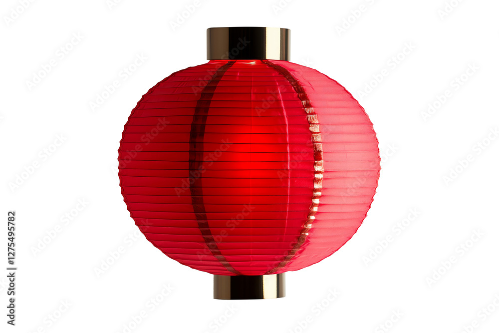 Obraz premium Red Chinese lantern with gold accents and tassels isolated on white transparent background. Symbol of celebration Chinese Lunar New Year and culture