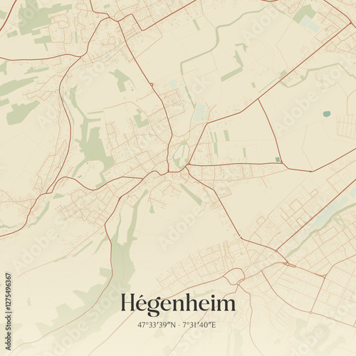 Vintage map of Hégenheim, France.