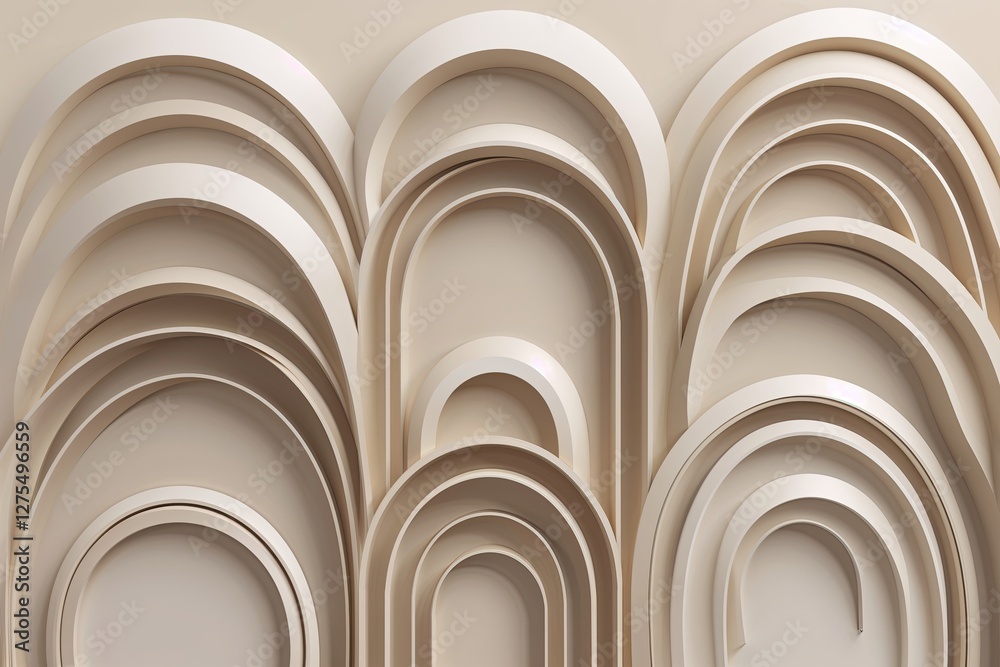 Fototapeta premium Elegant Pale Beige Continuous Motif with Lovely Arcs for Upscale and Stunning Creations