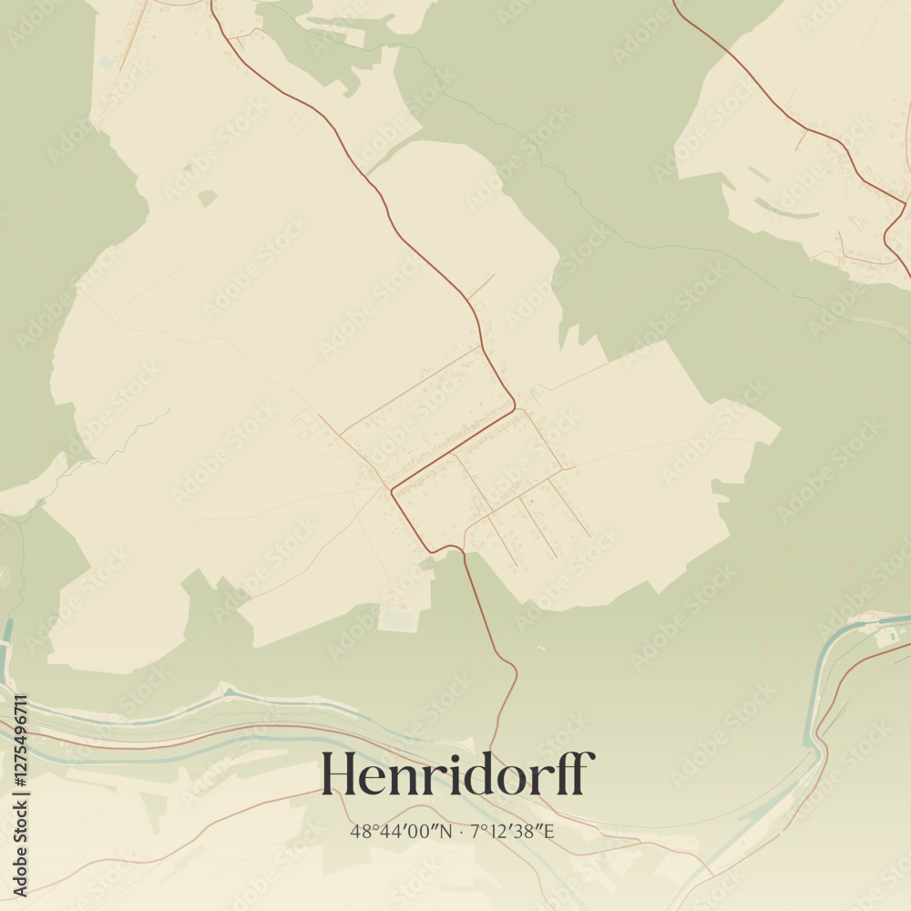 Obraz premium Vintage map of Henridorff, France.