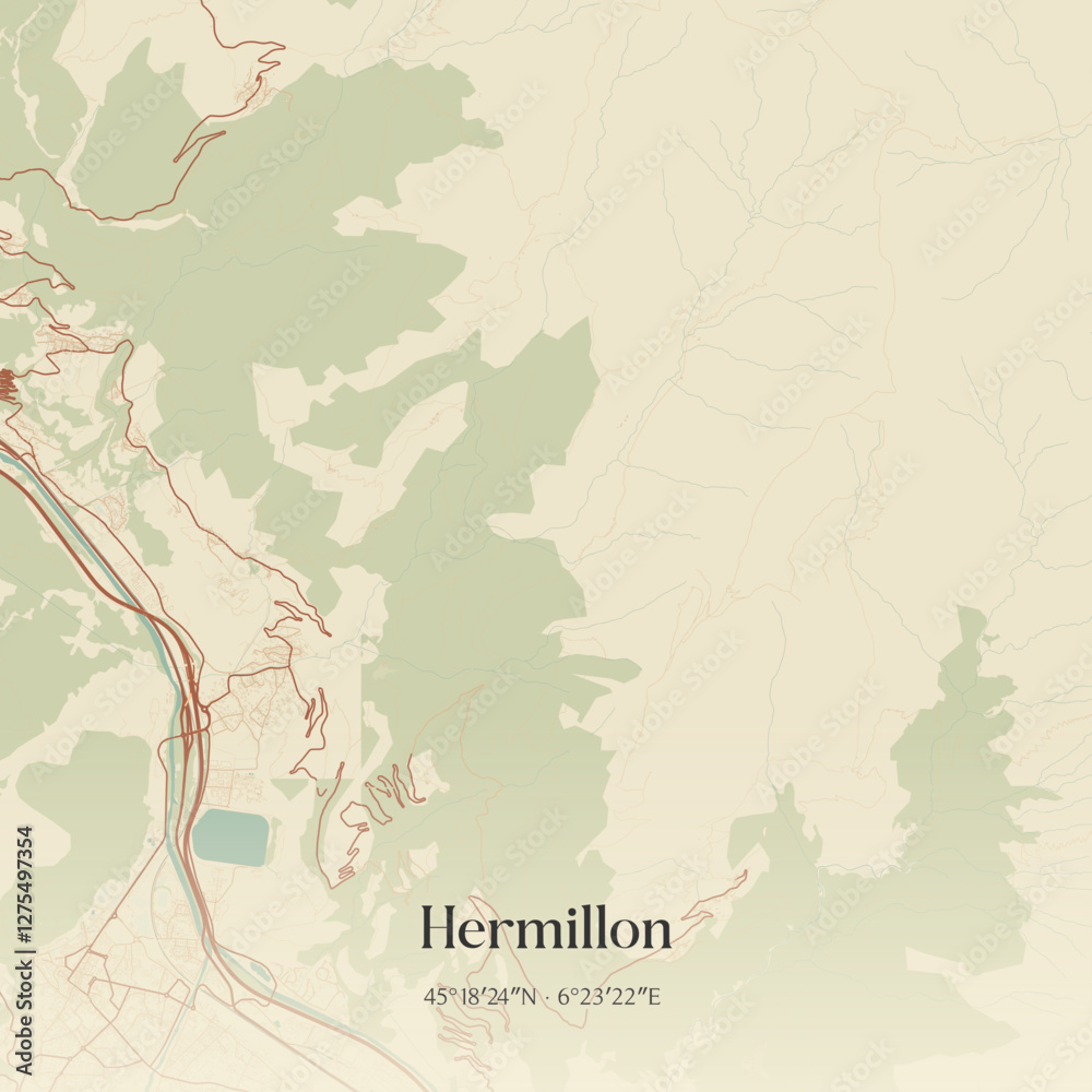 Obraz premium Vintage map of Hermillon, France.