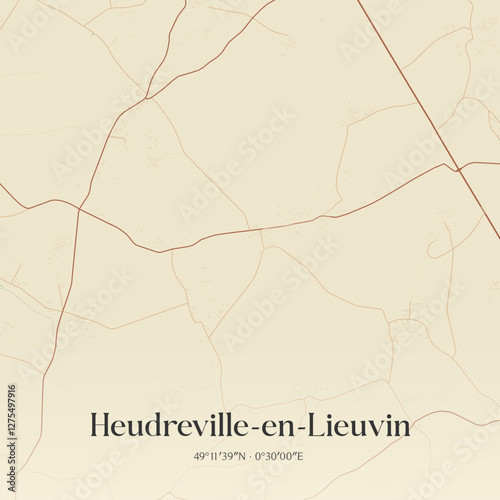 Vintage map of Heudreville-en-Lieuvin, France.