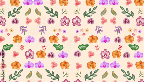 Wallpaper Mural Beautiful Watercolor Flower Pattern - Elegant and Artistic Floral Design Torontodigital.ca