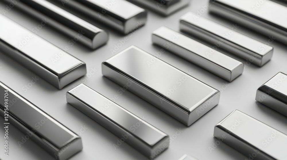 Abstract Silver Metal Blocks: Geometric Precision and Reflective Surfaces Abstract Silver Metal Blocks: Geometric Precision and Reflective Surfaces