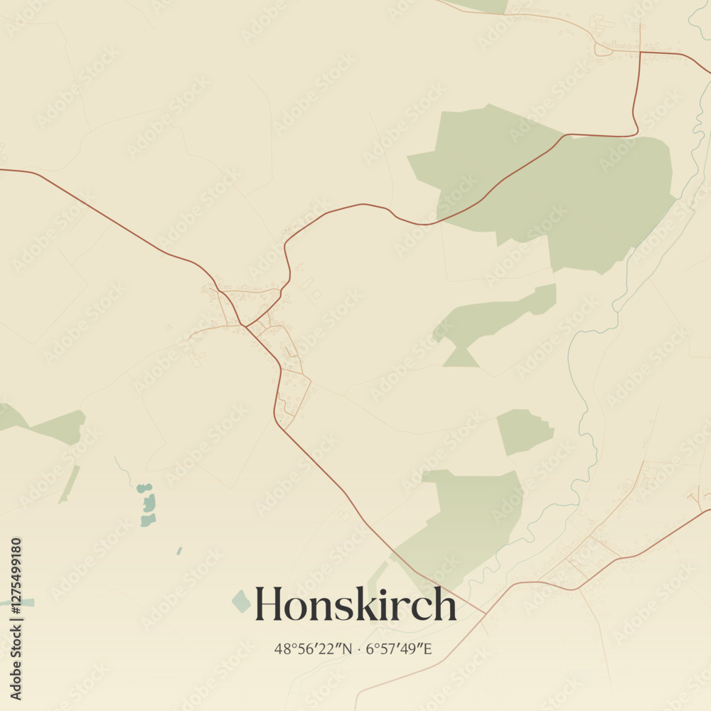 Obraz premium Vintage map of Honskirch, France.
