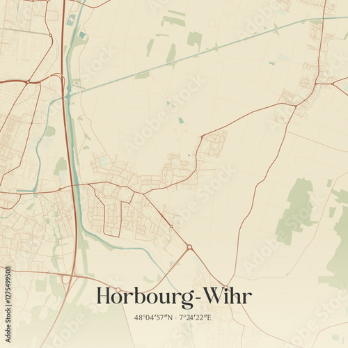 Vintage map of Horbourg-Wihr, France.