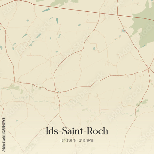 Vintage map of Ids-Saint-Roch, France.