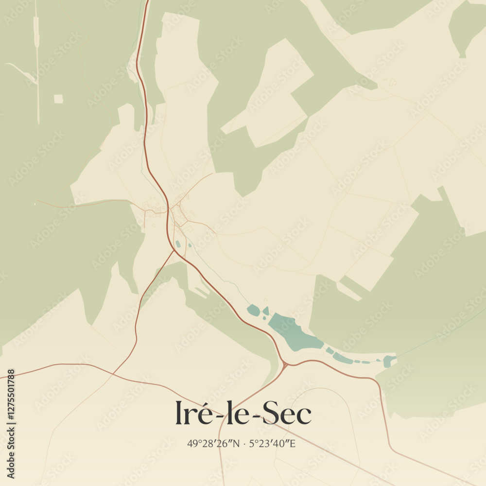 Obraz premium Vintage map of Iré-le-Sec, France.