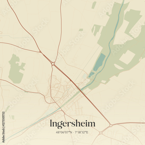 Vintage map of Ingersheim, France.