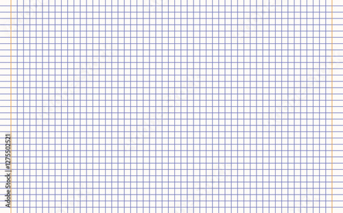 Graph paper. Printable squared grid paper with color horizontal lines. Geometric background for school, textures, notebook, diary. Realistic lined paper blank.
