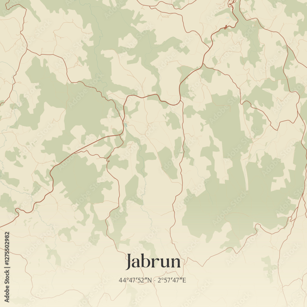 Obraz premium Vintage map of Jabrun, France.