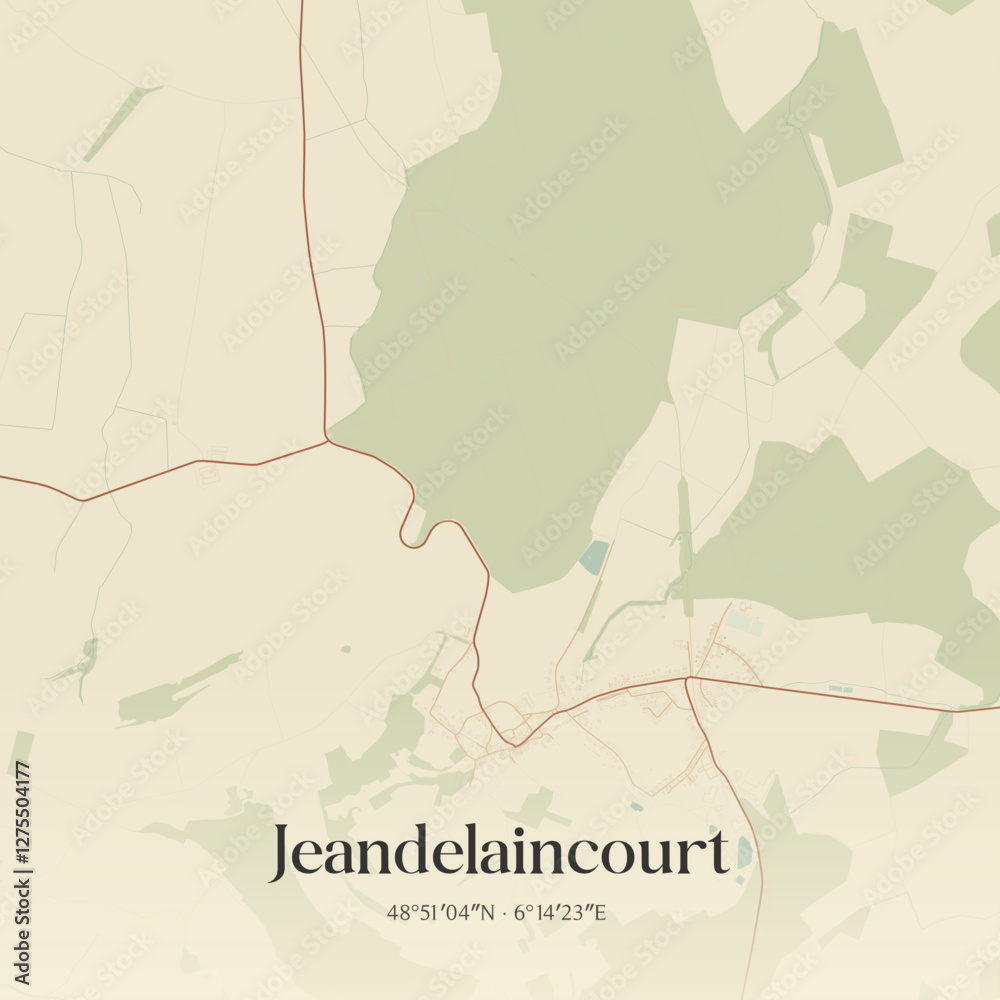 Obraz premium Vintage map of Jeandelaincourt, France.