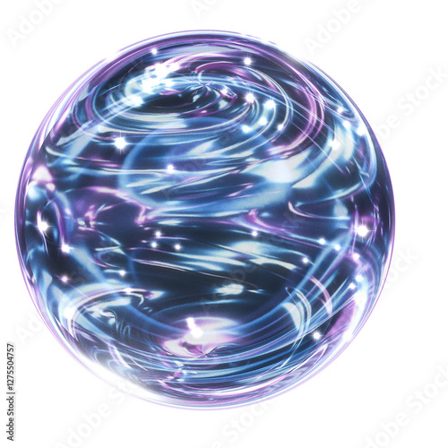 a ball shaped crystal with prism color on transparent background