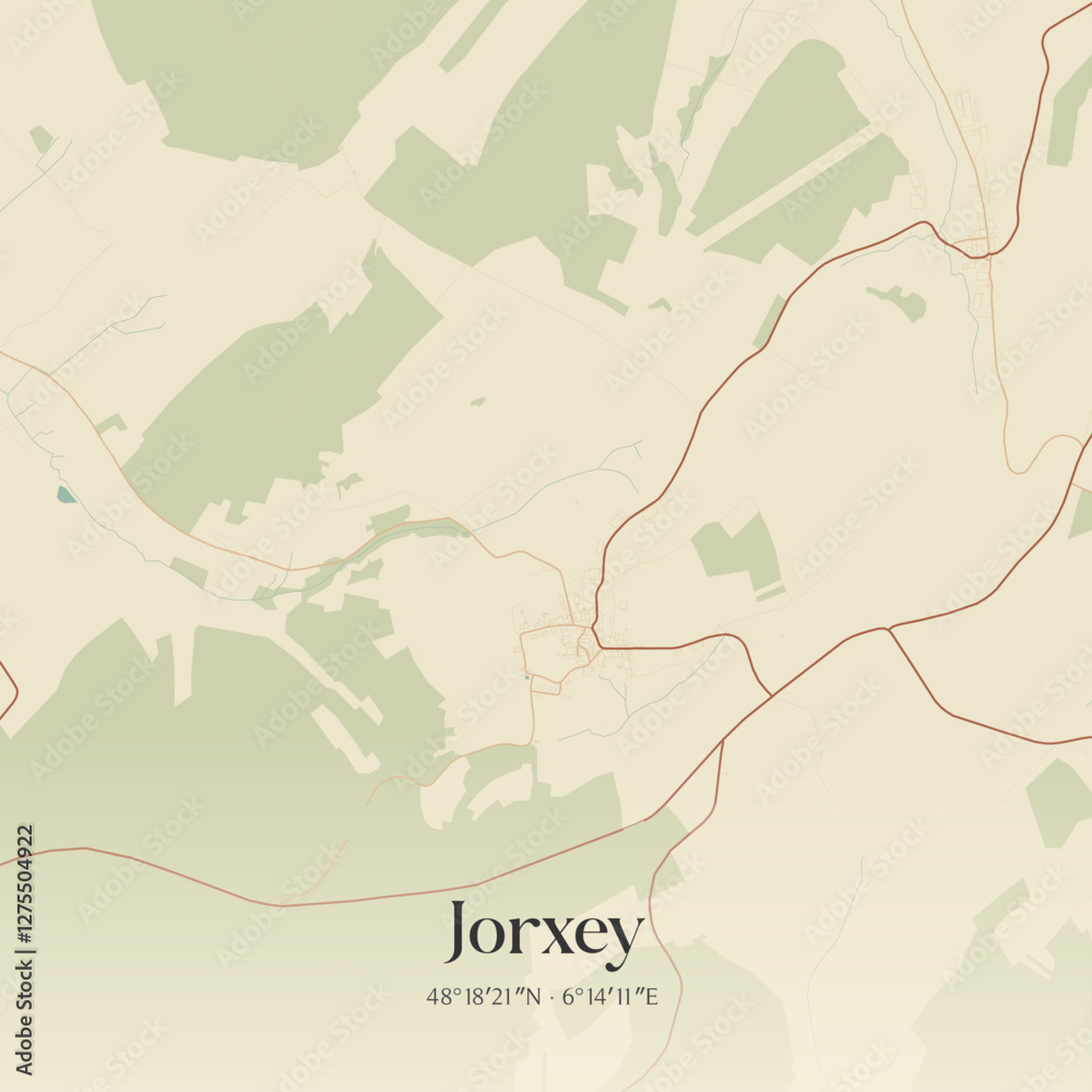 Obraz premium Vintage map of Jorxey, France.