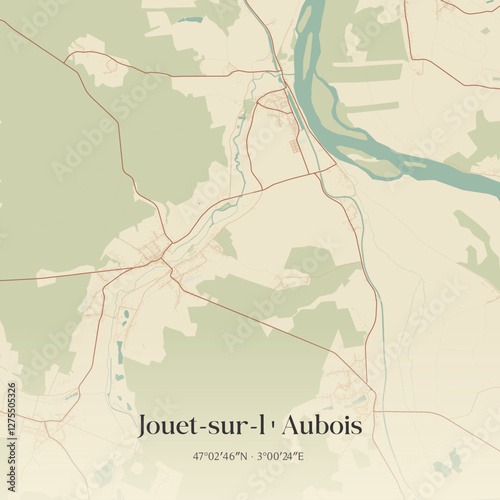 Vintage map of Jouet-sur-l'Aubois, France.